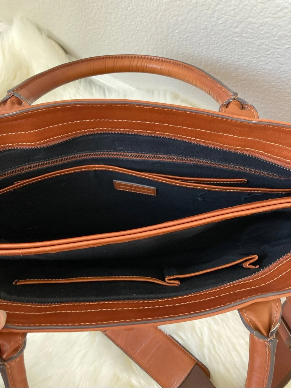 Mark & Graham Men's Leather Briefcase in Cognac Brown